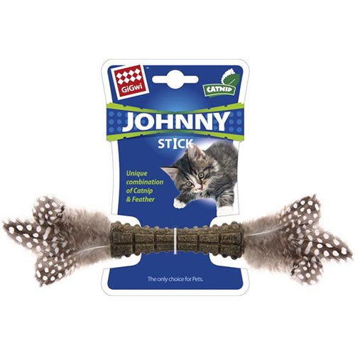 Gigwi Johnny Stick Met Dubbelzijdig Veren - Kattenspeelgoed - Grijs Classies