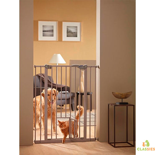 Savic Barrière pour Chien avec Porte 107 cm - barrière de porte avec chatière