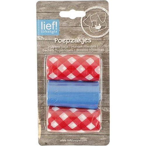 Lief! Poepzakjes Unisex Rood - 3 Rollen van 20 zakjes Classies