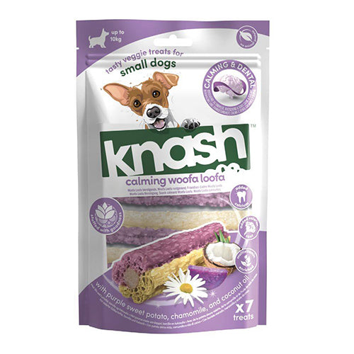 Knash woofa loofa calming - paarse zoete aardappel - kamille - zak a 7 stuks - S of M