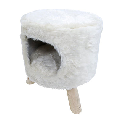 Poef rond pluche met gat Ø 42x50 cm, wit.