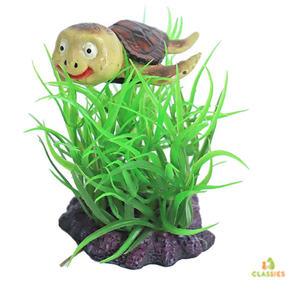 Boon Aqua Deco Ornement Plante Artificielle avec Tortue 10 cm