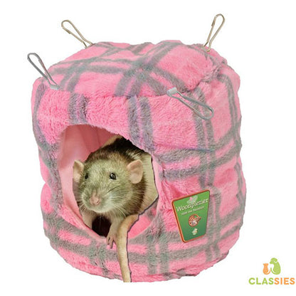 Maison pour rongeurs en peluche Boon - Tonneau rond suspendu - Ø 18 cm.