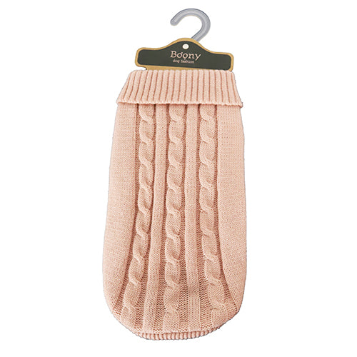 Pull pour chien Boony motif torsadé rose