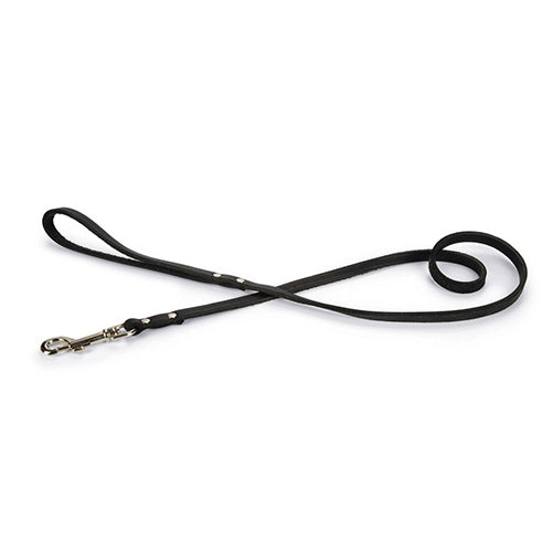 Beeztees Geniet Leren Hondenriem - Zwart - 100x1 cm