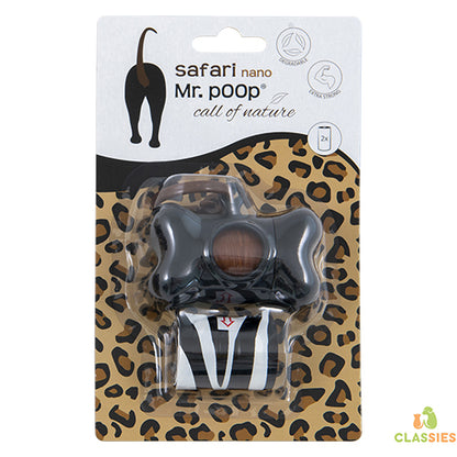 Porte-sac à crottes Mr Poop motif safari + 2 rouleaux