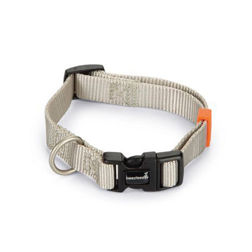 Beeztees Uni Nylon Hondenhalsband - Lichtgrijs - Nekomtrek: 35-50 cm