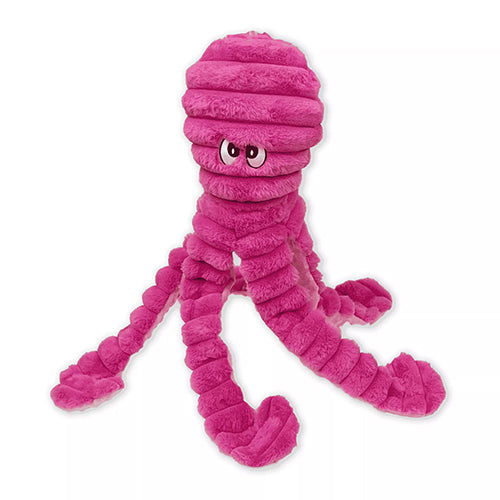 Quapas! Hundespielzeug - Kuscheltier - mit Quietscher und Knistergeräusch - rosa Oktopus 66 cm