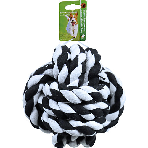 Touwbal XXL van Katoen - Zwart/Wit - 17,5 cm.