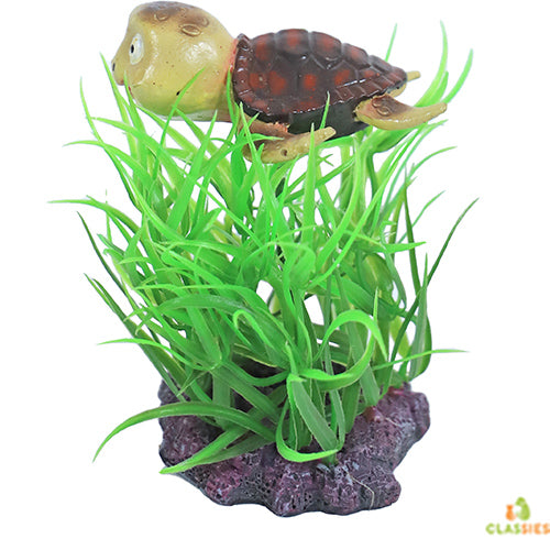 Boon Aqua Deco Ornement Plante Artificielle avec Tortue 10 cm