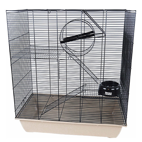 Interzoo Rattenkooi Rat 70 Zwart - Beige 70,5  x 40,5 x 79,5 cm