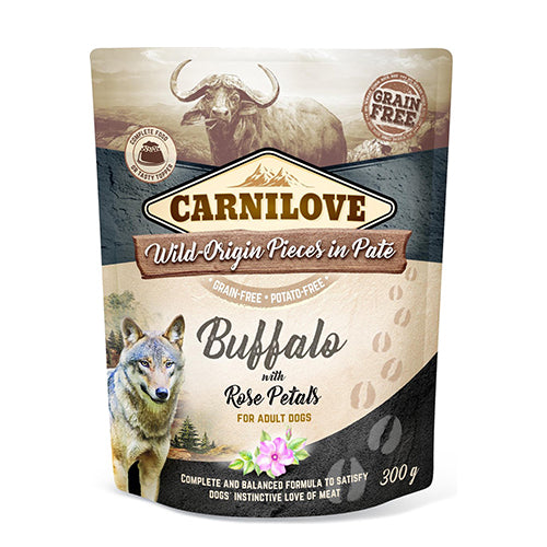 Carnilove natvoer meat pate 300 gr buffalo met rozenbloempjes