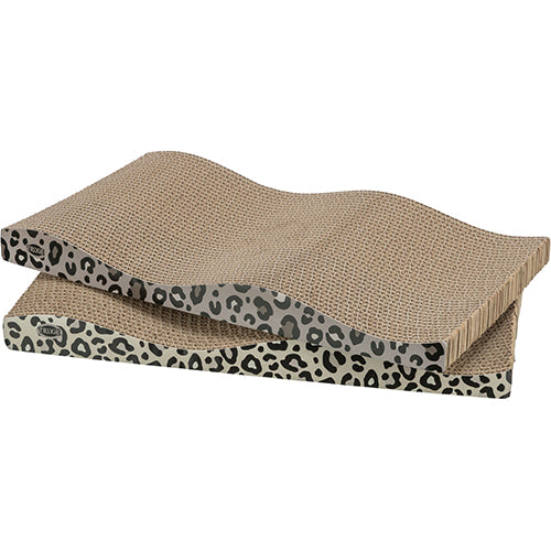 Trixie krabplank leopatroon karton met kattenkruid 44 x 6 x 25 cm - 2 stuks