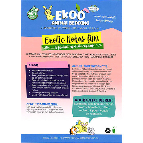 Ekoo Animal Bedding Exotic Kokos Fijn - 25 liter