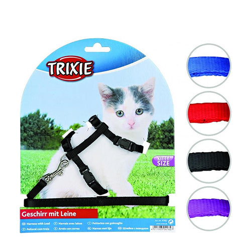 Trixie Tuig Voor Kat Met Riem - Dierentuigje - Assorti - 19-31 cm / 1,20 m x 8 mm Classies