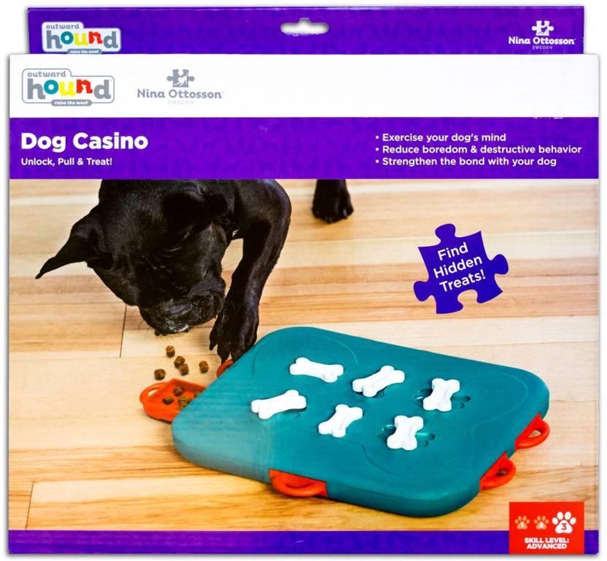 Nina Ottosson Dog Casino - Turquoise/Oranje - 31,5 x 26 x 4,5 cm