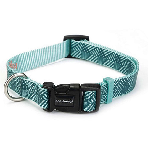 Beeztees Geo Nylon Hondenhalsband - Groen - Nekomtrek: 20-30 cm