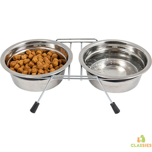 Abreuvoir et nourriture standard Jack and Vanilla en acier inoxydable en 3 tailles