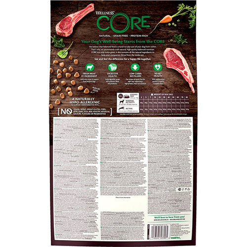 Wellness Core - Nourriture pour chien - Croquettes - Adulte - Agneau - Sans céréales - 10 kg