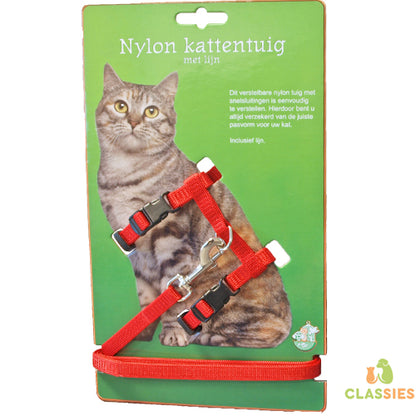Boony kattentuig nylon met lijn zwart of rood