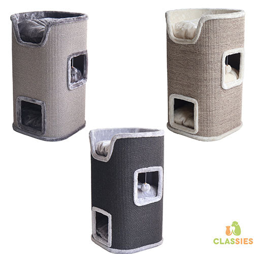 Meuble à gratter Boon / Tonneau à gratter en sisal avec 3 couchages - 75x43x43 cm - Disponible en 3 coloris
