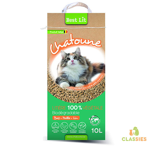 Kattenbakvulling Best Lit Chatoune vlas - stro - houtkorrel plantaardig strooisel 10 - 25- 45 liter