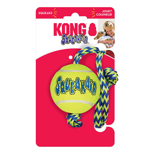 Kong squeakair tennisbal met piep en touw