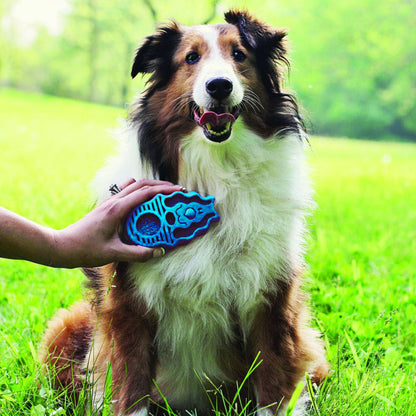 Kong hond Zoom Groom rubber hondenborstel, blauw