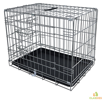 Cage pour chien - cage grillagée - couleur taupe - 2 portes - différentes tailles