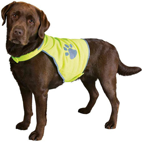 Veste de sécurité pour chien Trixie - Jaune fluo réfléchissant - Taille S - Tour de cou : 28-42 cm - Circonférence abdominale : 39-50 cm