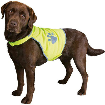 Trixie Honden Veiligheidsjasje - Reflecterend Fluo Geel - Maat S - Nekomtrek: 28–42 cm - Buikomtrek: 39-50 cm