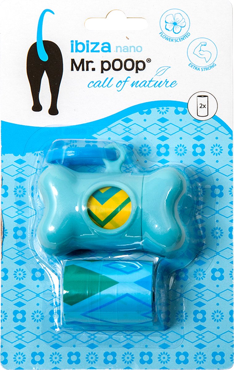 Mr.POOP IBIZA Nano Holder bleu + 2 Rouleaux parfumés