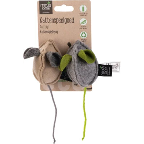 Beeztees Kattenspeelgoed Minus One Muis Luca - 8x5x4 cm - 2 stuks