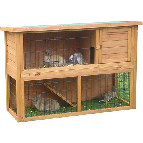 Kit de construction pour clapier à lapin Boon avec enclos et tiroir en plastique, marron 111 x 45 x 92 cm