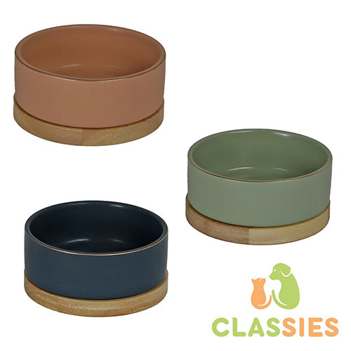 Boony eetbak keramiek/hout - div kleuren 13 - 16 cm