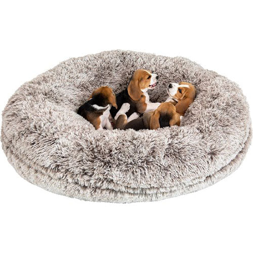 Animal Boulevard Soft Bed Long Plush Donut panier pour chiens ou chats - 2 couleurs et 3 tailles