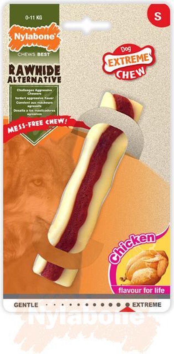 Nylabone Extreme kauwbot - Veilig Alternatief voor Rawhide - Kipsmaak - Small