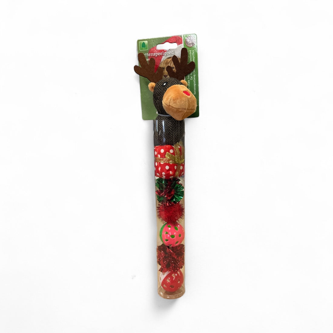 Kerstspeeltjes Voor Katten – Kerstkoker met Pluche &amp; Balletjes - per 1 stuk