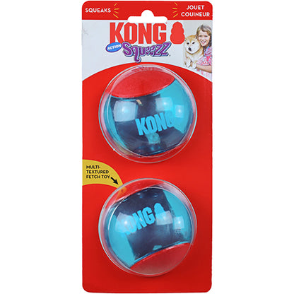 KONG Squeezz Action Honden Bal - Rubber - Rood - L - 8.3 cm