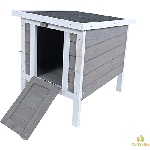 Nachthok voor knaagdieren of kippen - Bouwpakket - Kleur:grijs/wit - Afmetingen: 42x52x48 cm Classies