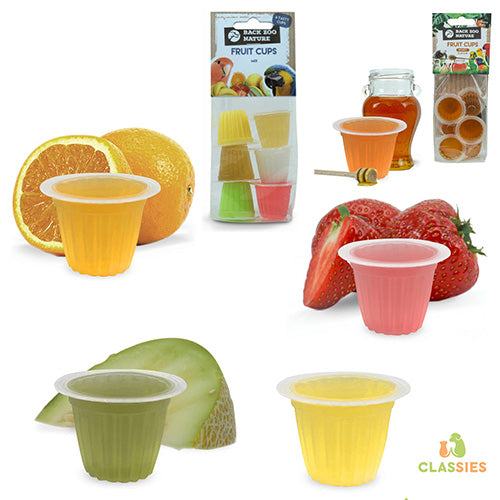 Fruitcups in verschillende smaken voor vogels per 6 stuks