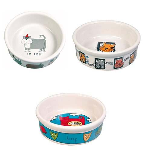 Trixie Katten Voer/ Drinkbak met print - 200 ml - ø12 cm Classies