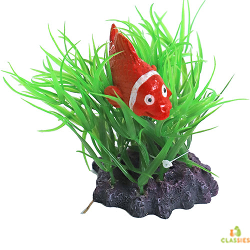 Boon Aqua Deco Ornament - Plante artificielle avec poisson clown 10 cm