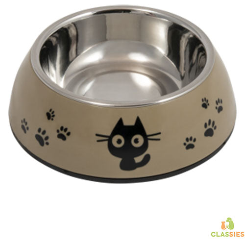 Bol à boisson ou nourriture pour chat Jack and Vanilla taupe inox 14,2 cm - 220 ml