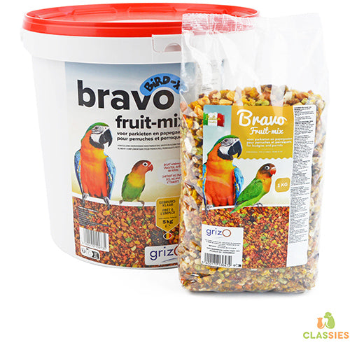 Bravo Fruchtmix grobes Aufzuchtfutter für Sittiche und Papageien 1-5-25 kg