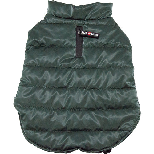 Jack and Vanilla Hondenjas Puffer Groen – Warm, Wasbaar &amp; Met Rits voor Tuigje - Verkrijgbaar in 6 maten