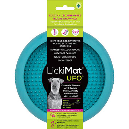 LickiMat UFO  Likmat /Anti-schrok / Slowfeeder voor Hond - Turquoise - 18 cm