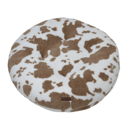 Animal Boulevard Donut Dierenmand COW PLUSH Puff Kussen – Extra Zacht &amp; Wasbaar – Wit-Bruin - Verkrijgbaar in 3 maten