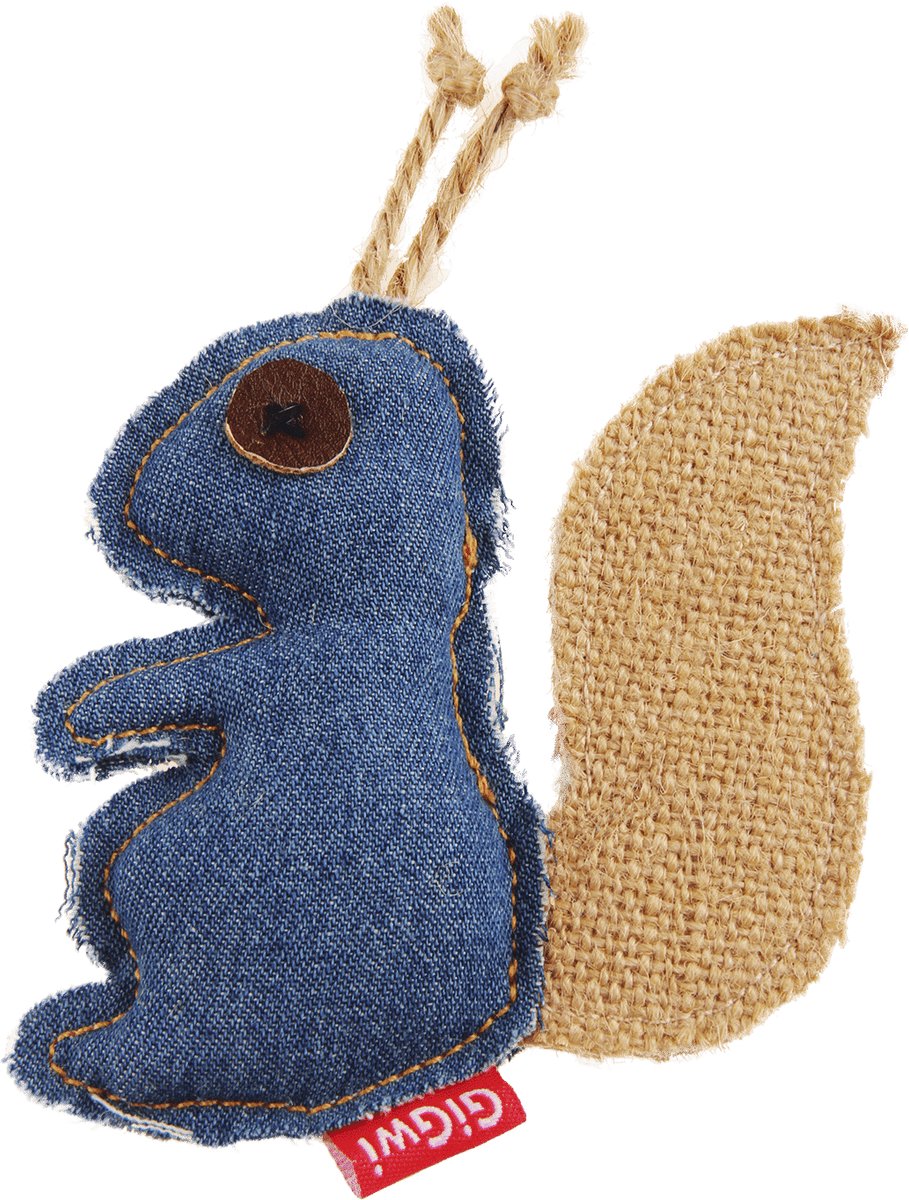 Gigwi Catch Scratch Jeans Eekhoorn - Kattenspeelgoed met Kattenkruid - 9 cm 2ee89c-2