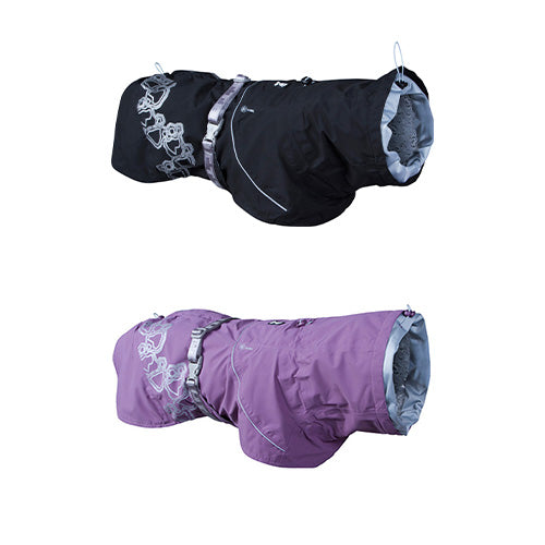Hurtta Drizzle Coat regenjas - winterjas - zwart - paars Classies